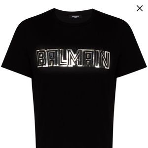 Balmain t shirt metalic logo